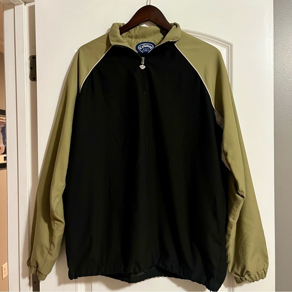Callaway vintage Jacket Men’s 1/2 Zip Black  Tan Golf Pockets Size large